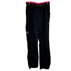 Koi Lite Women's S Black Pinstripe Scrub Pants Regular Fit Stretch Nursing